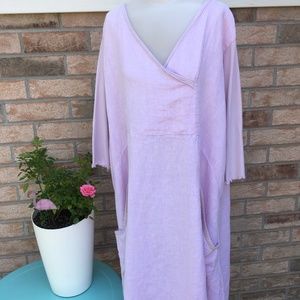 Blue Fish Brand Pink Linen Dress Lagenlook Sz16